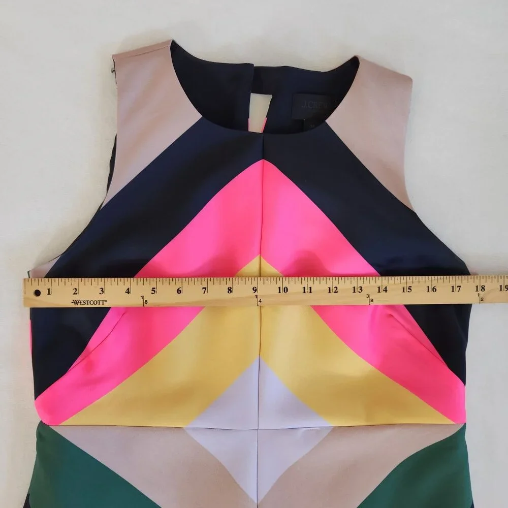 J.Crew Collection Pop Stripe Sheath Dress Chevron Sleeveless Maximalist Party - Picture 9 of 9